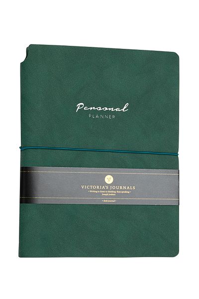 Victoria's Journals Kuka Vegan Leather Elastic Covered Planner Lined Notebook 19x25 Cm Green