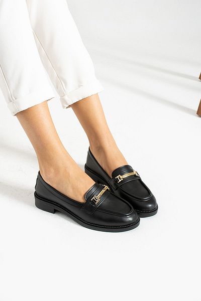 İnan Ayakkabı Women's Black Color Buckle Detailed Casual Shoes & Ballerinas