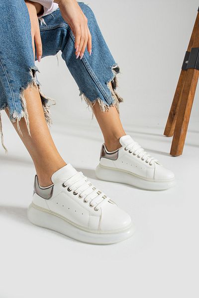 İnan Ayakkabı Pantofi sport și pantofi sport M Queen alb/platină pentru femei (4 CM)