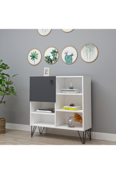 AYSİMO Shıba Ayaklı Dresuar Dekoratif Konsol Modern Çok Amaçlı Raf Beyaz Antr...