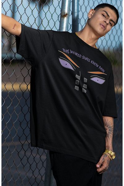 Fuddy Moda Tricou supradimensionat unisex cu imprimeu Naruto The Pain