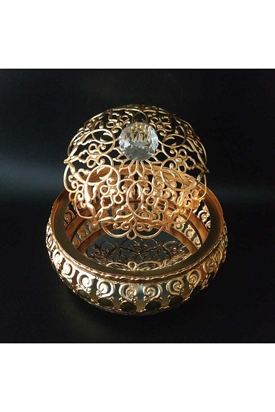 HİLALKRİSTAL Metal Lid Sugar Bowl and Turkish Delight Bowl Mirrored Catering Bowl