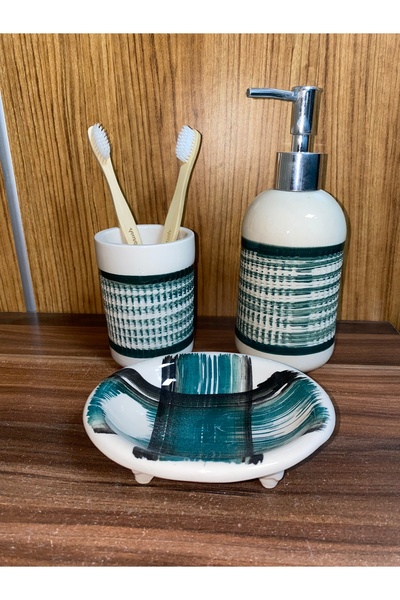 RED SERAMİK Керамичен комплект за баня İnci Collection - 3 части Детайлен и цветен