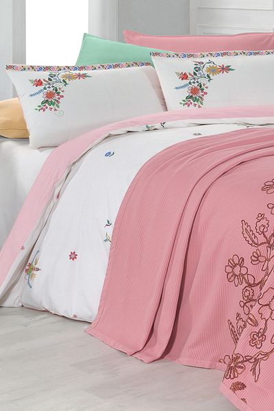 Sarev Σετ Παπλωματοθήκη Eva Mia Pink Double Personality 100% Cotton και Σετ Πικέ