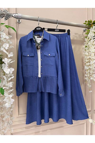 YEDİLALE PLEATED DETAILED DOUBLE SKIRT SET 4316