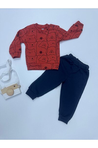 minibird baby طقم أطفال مكون من قطعتين بطبعة دب