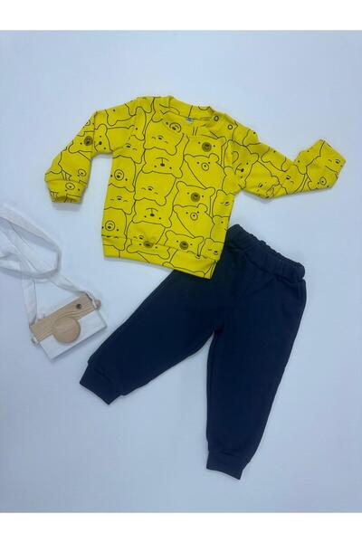 minibird baby طقم أطفال مكون من قطعتين بطبعة دب