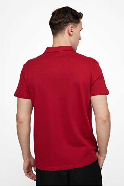 Tudors Férfi Slim Fit Slim Fit 100% pamut mintás Claret Red Polo galléros póló