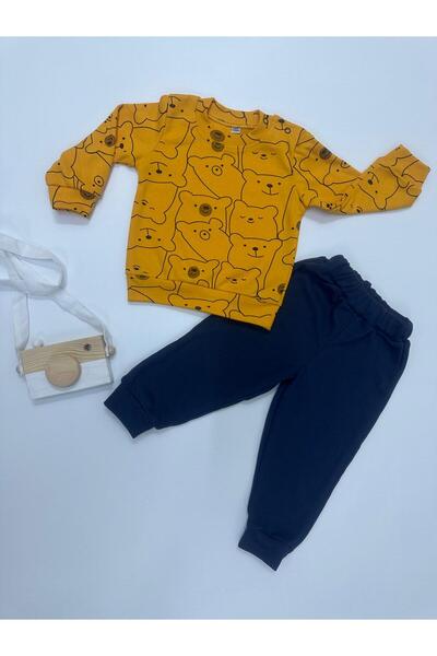 minibird baby طقم أطفال مكون من قطعتين بطبعة دب