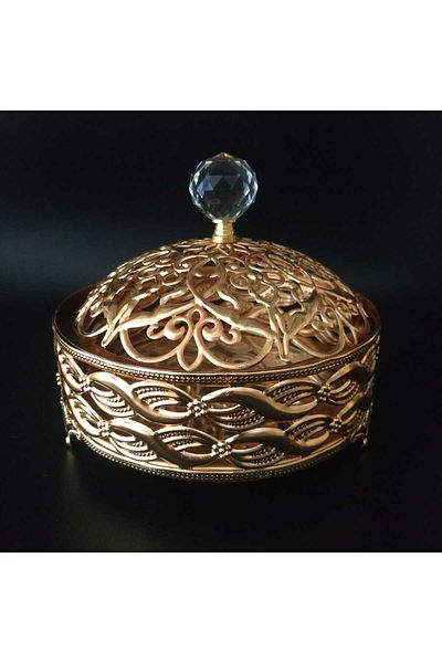 HİLALKRİSTAL Metal Lid Sugar Bowl and Turkish Delight Bowl Mirrored Catering Bowl