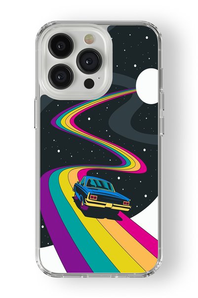 Multitronic حافظة شفافة مطبوعة بتصميم Space Rider متوافقة مع هاتف iPhone 14 P...