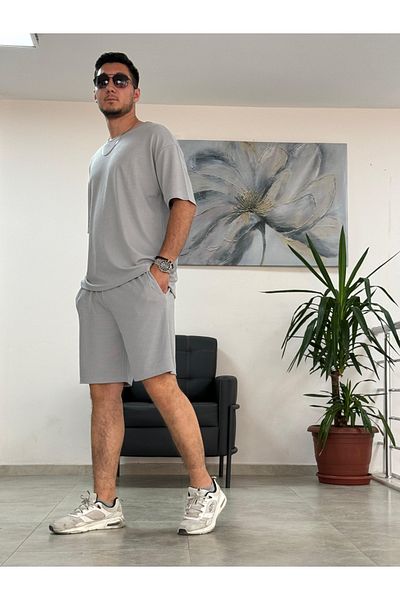 Relax family xf Men's Oversize Shorts Top and Bottom Casual Daily Combed Cotton Suit