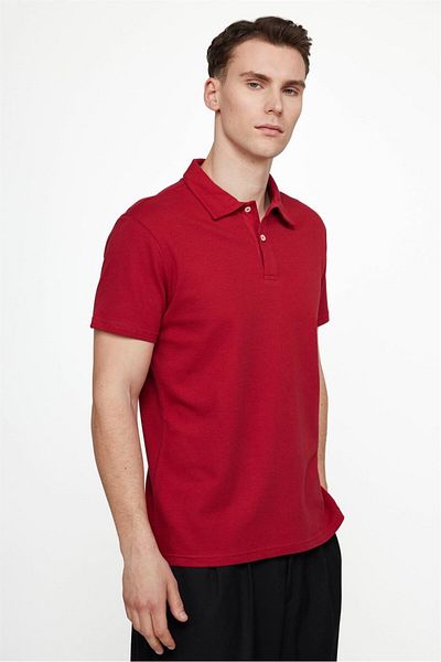 Tudors Férfi Slim Fit Slim Fit 100% pamut mintás Claret Red Polo galléros póló