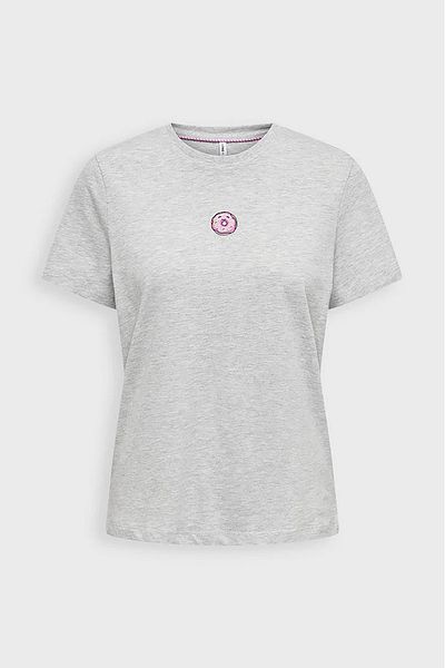 ONLY Women's Onlfoodie Print and Text Detailed Short Sleeve 100% Cotton T-Shirt15316728 Gray
