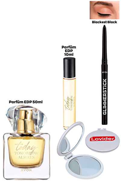 AVON TTA Today Kadın Set; Parfüm 50ml + Çanta Boyu Parfüm 10ml + Siyah Göz Ka...
