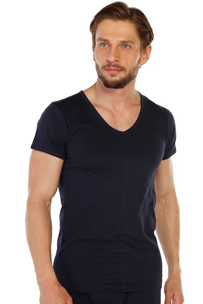 TOLIN Συσκευασία 6 100% βαμβακερό Navy Blue ανδρικό μονό εσώρουχο με λαιμόκοψη 317