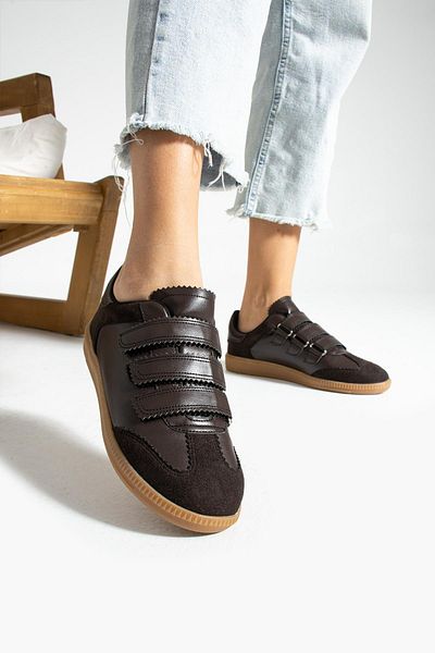 Ayakkabıda Tek Sebastian Velcro Women's Sneakers - Brown
