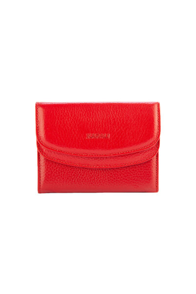 Karalı Deri Hakiki Deri Kadın Portföy Kırmızı Bc012-08