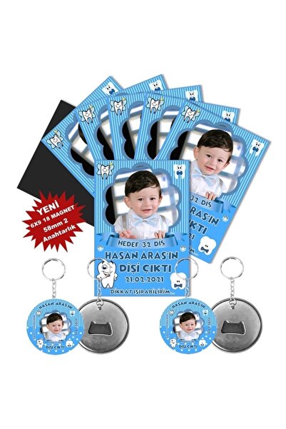 Elara Tasarım Diş Buğdayı Magnet Hediye 6x9 18 Adet Magnet 2 Anahtarlık Poşet...