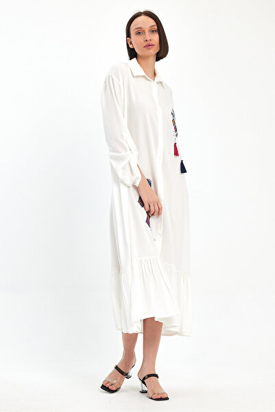 Denismoda Γυναικείο πουκάμισο με αυθεντικό κέντημα με λεπτομέρειες