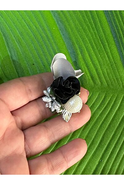 Gönülden Tasarım 4X4 CM İNCİLİ KABARTMA ÇİÇEKLİ TASARIM BROŞ İĞNELİ YAKA İĞNESİ