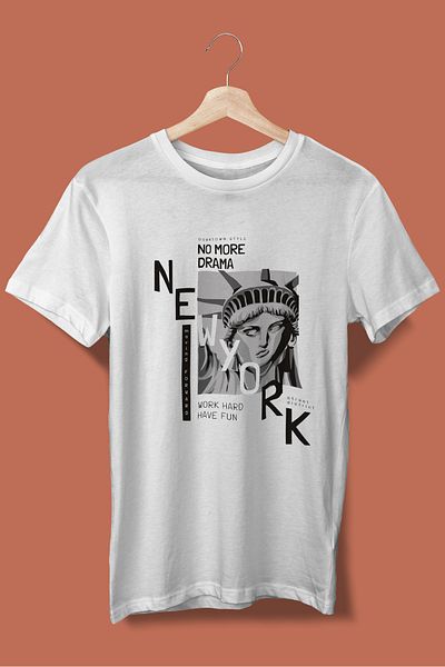 MYADA New York No More Drama Written Statue of Liberty Printed Oversize T-shirt