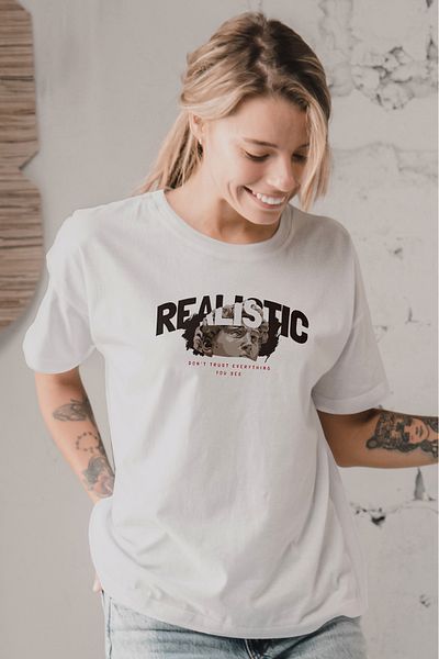 MYADA Tricou oversize imprimat cu sculptură scrisă realist