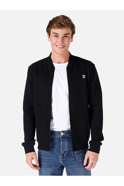 Colin's Men's Black Jacket - Slim Fit, Printed, Pocketed Cl 1066812