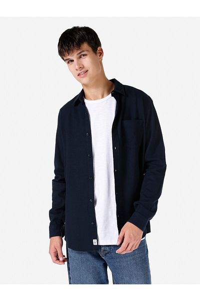 Colin's Regular Fit Shirt Collar Navy Blue Men's Long Sleeve Shirt Cl 1067015