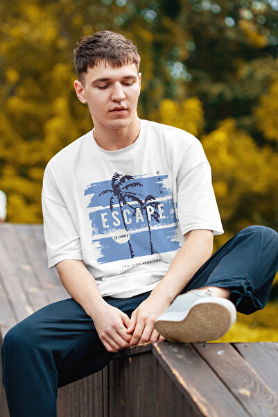 MYADA Tricou supradimensionat cu imprimeu Escape, imprimat cu palme