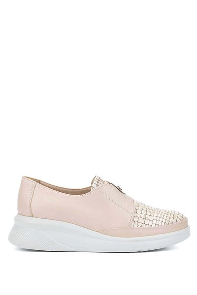 Tamer Tanca Women's Genuine Leather Beige Casual Shoes