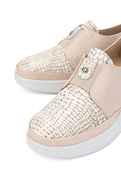 Tamer Tanca Women's Genuine Leather Beige Casual Shoes