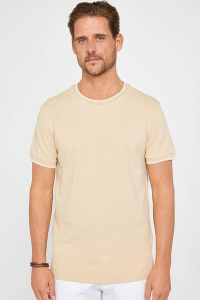 Tudors Ανδρικό T-shirt Slim Fit Slim Fit 100% βαμβακερό μονόχρωμο μπλουζάκι με λαιμόκοψη