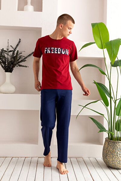 nisaNCa Erkek Yazlık Kısa Kol %100 Pamuk Pijama Takımı