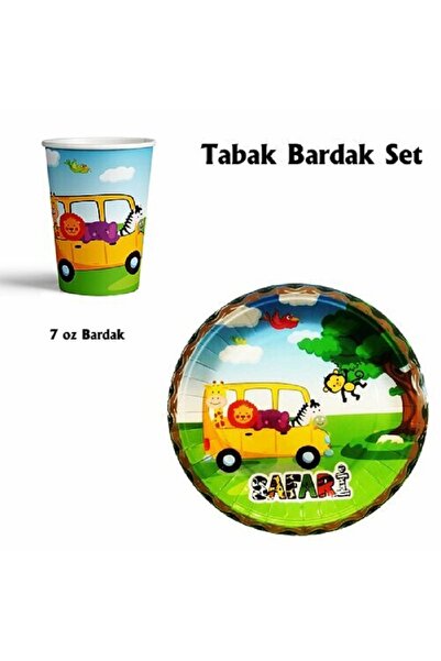 Genel Markalar 8'Lİ SAFARİ TEMA KARTON TABAK VE BARDAK SETİ