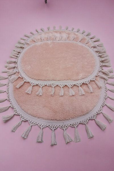 ALTUN CARPET Σετ 2 Αντιολισθητικά Πατάκια Μπάνιου Ροζ Λούτρινο Πομπόν - 50x80+40x50