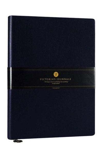 Victoria's Journals Smyth Flexy Classic Husă flexibilă Piele vegană Albastru închis 192 pagini A5 80gr. Caiet cu dungi