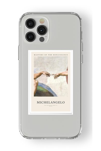 Multitronic حافظة شفافة مطبوعة بتصميم ملصق مايكل أنجلو متوافقة مع هاتف iPhone...
