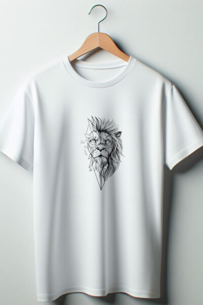 Vordevia Tricou alb oversize cu imprimeu cu leu