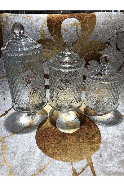 ALBAYRAK ZÜCCACİYE 3-Piece Glass Dragee and Presentation Holder