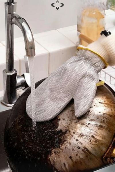 Mehat TELDİVEN Dish Glove 2 Pieces Dish Wire Gloves Anti-Scratch Steel Dishwashing Gloves