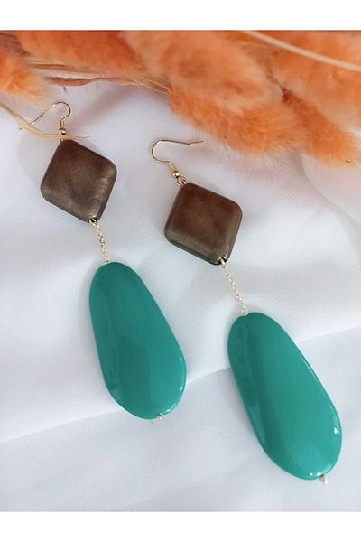 İPAR AKSESUAR Green Coffee handmade original design earrings