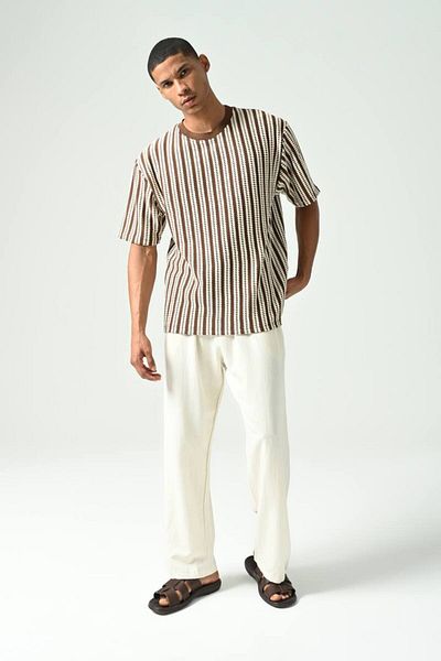 İLKCET MODA Πλεκτό ριγέ μπλουζάκι Oversize