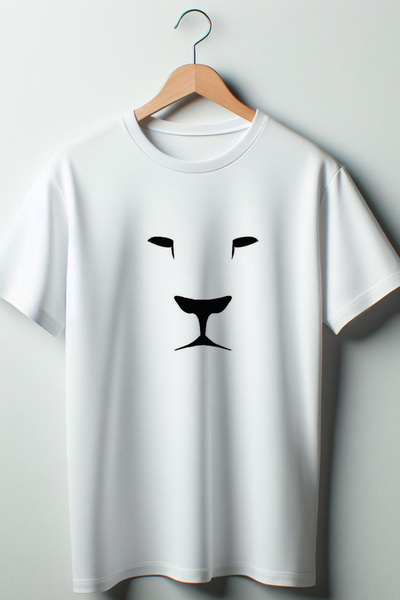 Vordevia Lion Štampano Oversize kroj okrugla kragna Bela majica