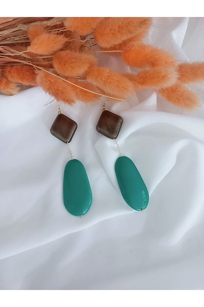 İPAR AKSESUAR Green Coffee handmade original design earrings