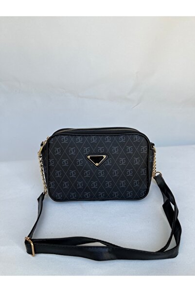 melecco Τσάντα χιαστί με μοτίβο με μαύρο φερμουάρ τριών διαμερισμάτων με ρυθμ...