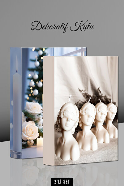 yhfoto 2 Adet Dekoratif Kutu - Kadın Mum - Şamdan Mum Tasarımlı Kitap Kutu - ...