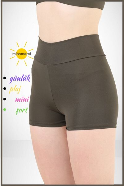 missmaral Pantaloni scurti de damă Mini Jambiere Sea Pool Culoarea kaki Utilizare zilnică Ferming Fit Look 1080