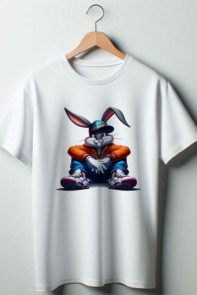 Vordevia Λευκό μπλουζάκι με στάμπα Bugs Bunny Oversize Crew Neck