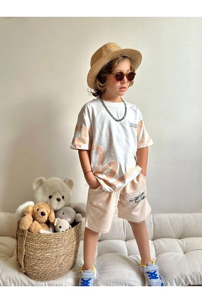 Jolly Kids طقم شورت قطني ممشط مطبوع للأولاد